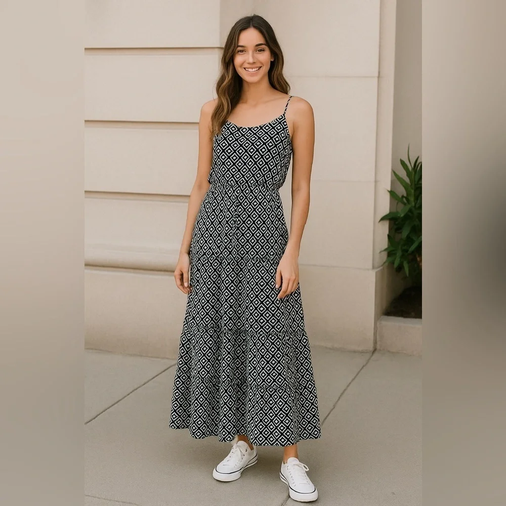 ✨ MICHAEL Michael Kors Maxi Dress – Green, White & Black, - Picture 14 of 14